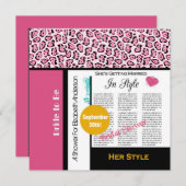 Trendy Brautparty Magazine Pink Leopard Einladung (Vorne/Hinten)