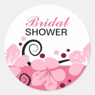 Trendy Brautparty Rosa Blume Aufkleber