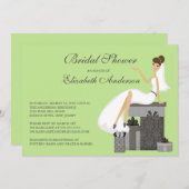 Trendy Bride Bridal Dusche Einladung Green Gray (Vorne/Hinten)