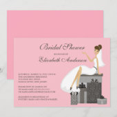 Trendy Bride Bridal Dusche Einladung Pfirsich Pink (Vorne/Hinten)