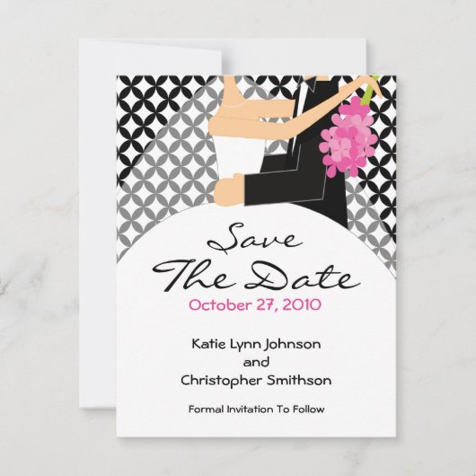 Trendy Bride & Groom Save the Date Einladung (Vorderseite)