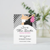 Trendy Bride & Groom Save the Date Einladung (Stehend Vorderseite)