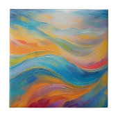 Trendy Bright Abstrakt Blue Gelb Pattern Fliese (Vorderseite)