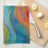 Trendy Bright Abstrakt Blue Gelb Pattern Geschirrtuch (Viertel Falte)