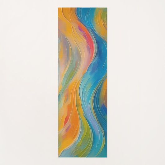 Trendy Bright Abstrakt Blue Gelb Pattern Yogamatte (Vorderseite)