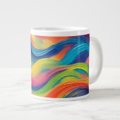 Trendy Bright Blue Gelb Abstrakt Pattern Jumbo-Tasse (Vorderseite Rechts)
