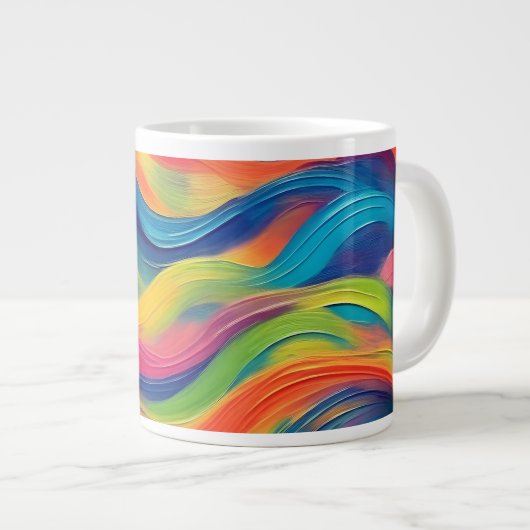 Trendy Bright Blue Gelb Abstrakt Pattern Jumbo-Tasse (Vorderseite Rechts)