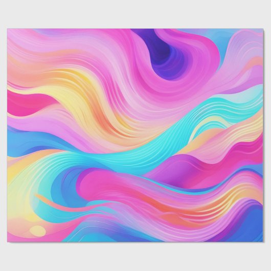 Trendy Bright Blue Pink Gelb Abstraktes Muster Geschenkpapier (Flach)