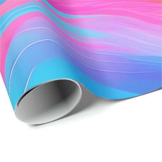 Trendy Bright Blue Pink Gelb Abstraktes Muster Geschenkpapier (Rolleneckpunkt)