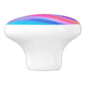 Trendy Bright Blue Pink Gelb Abstraktes Muster Keramikknauf (Seitenansicht)