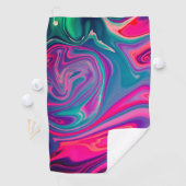 Trendy Bright Blue Pink Green Abstrakt Pattern Golfhandtuch (Insitu)