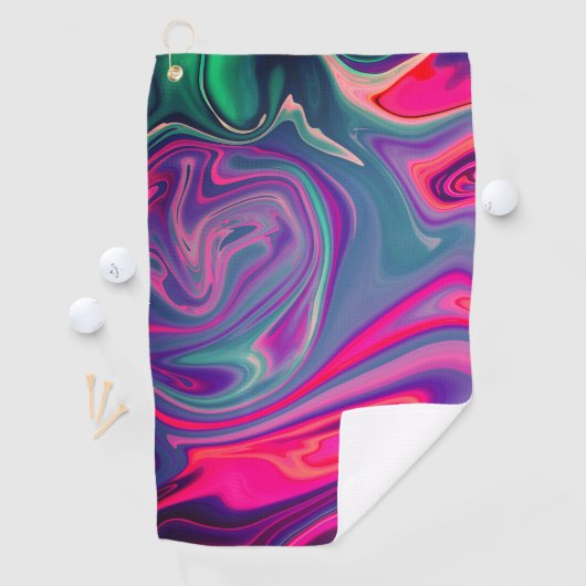 Trendy Bright Blue Pink Green Abstrakt Pattern Golfhandtuch (Insitu)