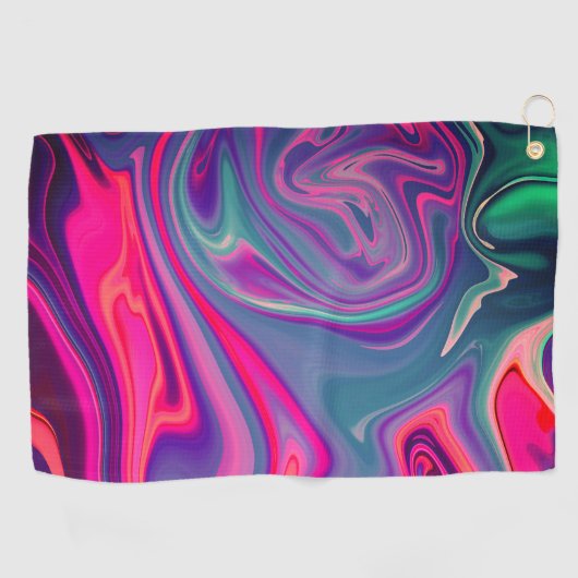 Trendy Bright Blue Pink Green Abstrakt Pattern Golfhandtuch (Horizontal)