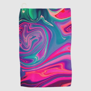 Trendy Bright Blue Pink Green Abstrakt Pattern Golfhandtuch