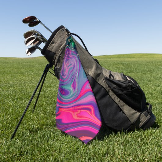 Trendy Bright Blue Pink Green Abstrakt Pattern Golfhandtuch (Gras)