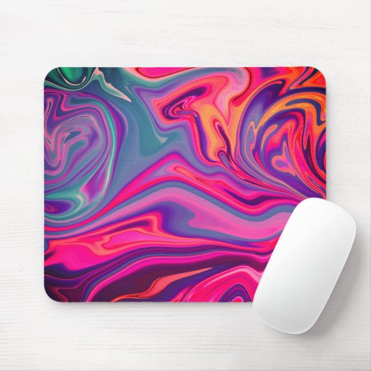 Trendy Bright Blue Pink Green Abstrakt Pattern Mousepad (Mit Mouse)