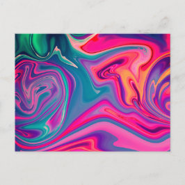 Trendy Bright Blue Pink Green Abstrakt Pattern Postkarte
