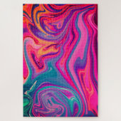 Trendy Bright Blue Pink Green Abstrakt Pattern Puzzle (Vertikal)