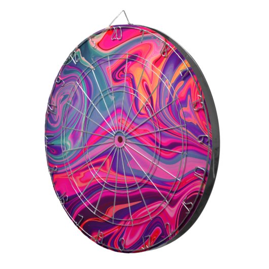 Trendy Bright Blue Pink Green Abstraktes Muster Dartscheibe (Vorderseite rechts)
