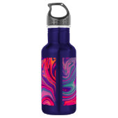 Trendy Bright Blue Pink Green Abstraktes Muster Edelstahlflasche (Rückseite)