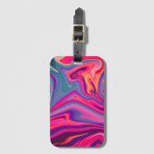 Trendy Bright Blue Pink Green Abstraktes Muster Gepäckanhänger (Vorderseite Vertikal)