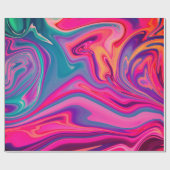 Trendy Bright Blue Pink Green Abstraktes Muster Geschenkpapier (Flach)