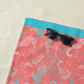 Trendy Bright Coral Sea Life Strandtuch (Beispiel)
