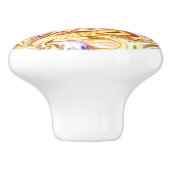 Trendy Bright Gold Lila Waves Abstraktes Muster Keramikknauf (Seitenansicht)