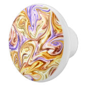 Trendy Bright Gold Lila Waves Abstraktes Muster Keramikknauf (Rechts)