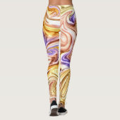 Trendy Bright Gold Lila Waves Abstraktes Muster Leggings (Rückseite)