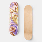 Trendy Bright Gold Lila Waves Abstraktes Muster Skateboard (Vorderseite)