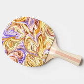 Trendy Bright Gold Lila Waves Abstraktes Muster Tischtennis Schläger (Seitenansicht)