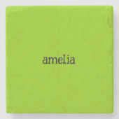 Trendy Bright Green Personalisiert Steinuntersetzer (Vorderseite)