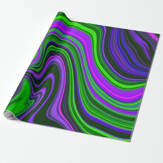 Trendy Bright Neon Lila Green Abstrakt Pattern Geschenkpapier (Ungerollt)