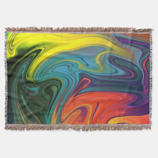 Trendy Bright Neon Orange Red Blue Gelb Decke (Vorderseite)