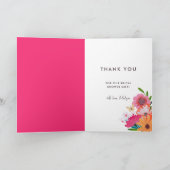 Trendy Bright Pink Brautparty Dankeskarte (Innenseite)
