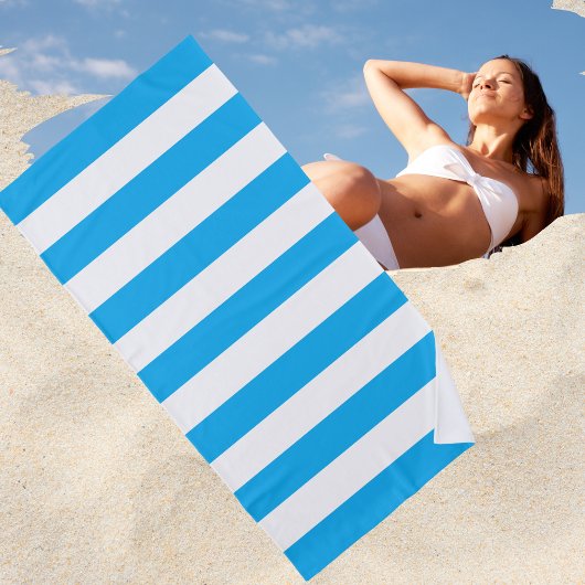 Trendy Bright Summer Cerulean Blue Stripes Strandtuch