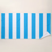Trendy Bright Summer Cerulean Blue Stripes Strandtuch (Vorderseite)