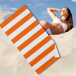 Trendy Bright Summer Hot Orange Horizontale Streif Strandtuch