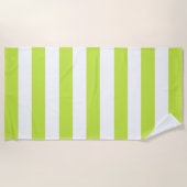 Trendy Bright Summer Lime Green Horizontal Streife Strandtuch (Vorderseite)