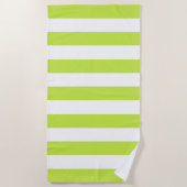 Trendy Bright Summer Lime Green Horizontal Streife Strandtuch (Vorderseite)