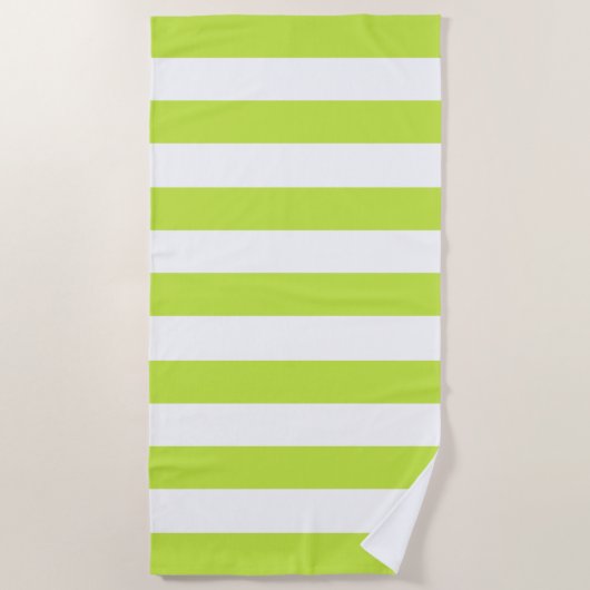 Trendy Bright Summer Lime Green Horizontal Streife Strandtuch (Vorderseite)