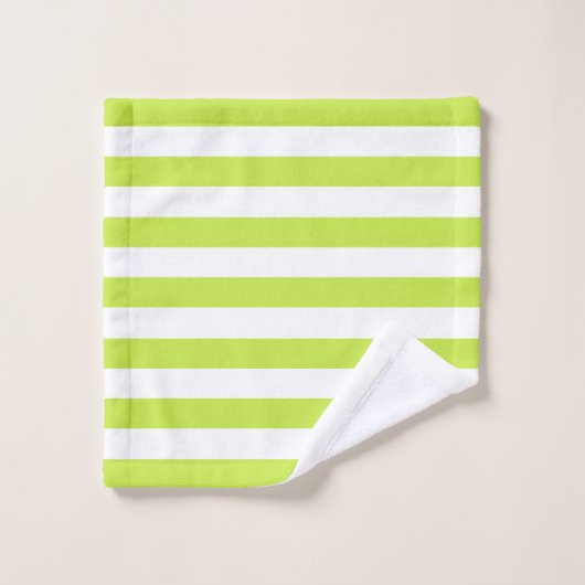 Trendy Bright Summer Lime Green Stripes Badhandtuch Set (Waschlappen)
