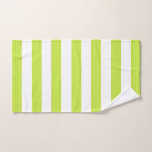 Trendy Bright Summer Lime Green Stripes Badhandtuch Set (Handtuch)