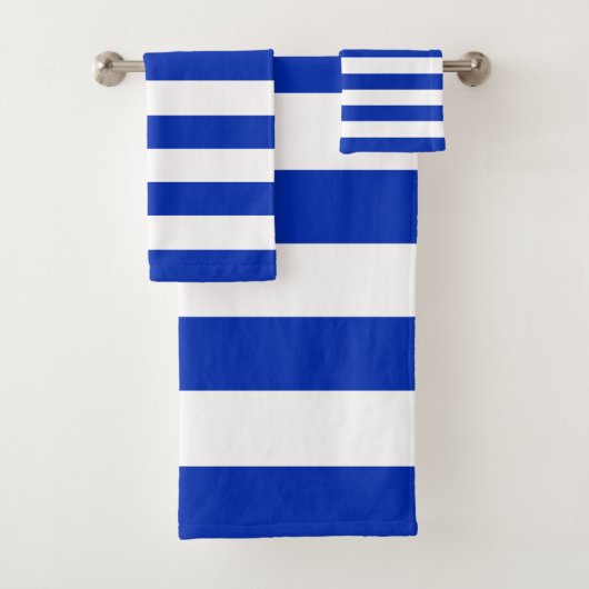 Trendy Bright Summer Primary Blue Stripes Badhandtuch Set (Insitu)