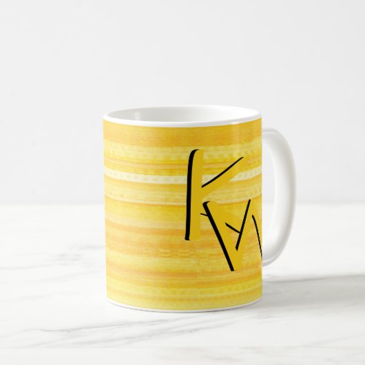 Trendy Bright Sunshine Yellow Pattern Monogram Kaffeetasse (VorderseiteRechts)