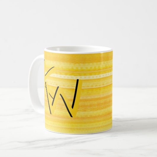 Trendy Bright Sunshine Yellow Pattern Monogram Kaffeetasse (Vorderseite Links)