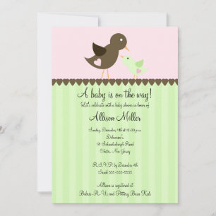 Trendy Brown Baby Bird mit Mama Baby Dusche Einladung