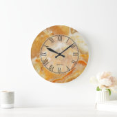 Trendy Brown & Beige Marble Stone Muster Große Wanduhr (Zuhause)