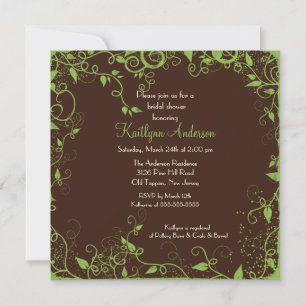Trendy Brown Floral Bridal Dusche Einladung